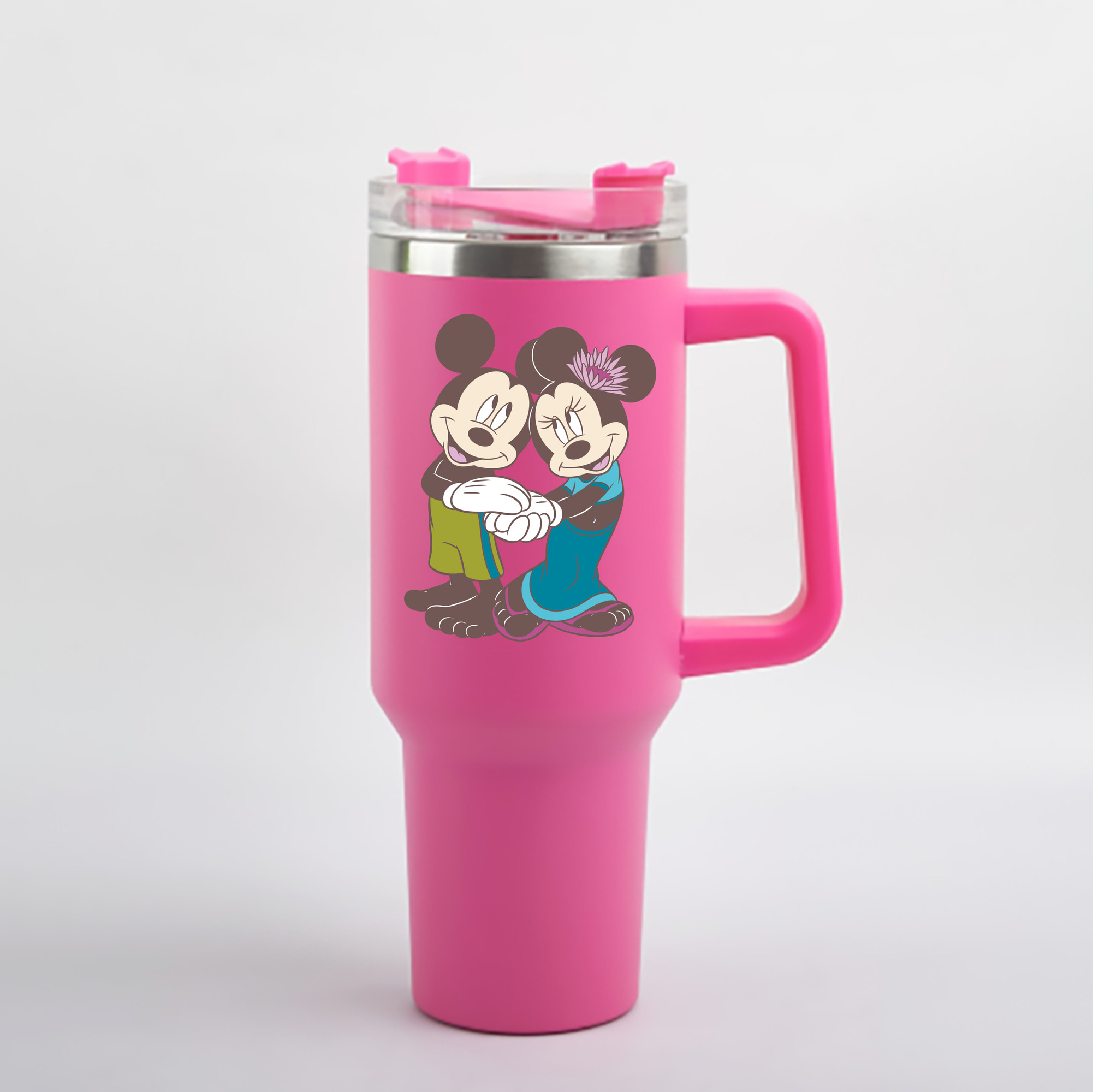（画像用） ミッキーマウス Mickey Mouse 1200mL車用タンブラー - クリスタルステッカー（プラスチックストロー付き）